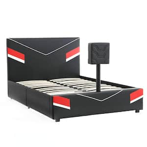 Orion eSports Gaming Bed Frame with TV Mount, Black/Red, Full