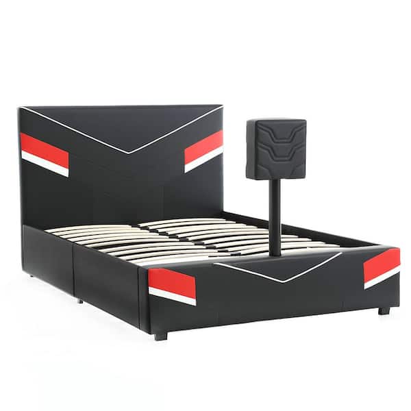 X Rocker Orion eSports Gaming Bed Frame with TV Mount, Black/Red, Full