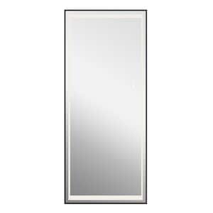 24 in. W x 65 in. H Rectangular Framed LED Full Length Wall Bathroom Vanity Mirror in Black