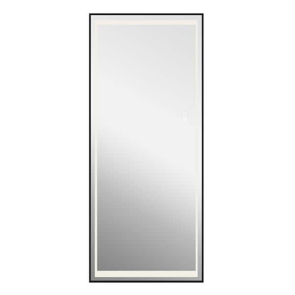 Unbranded 24 in. W x 65 in. H Rectangular Framed LED Full Length Wall Bathroom Vanity Mirror in Black