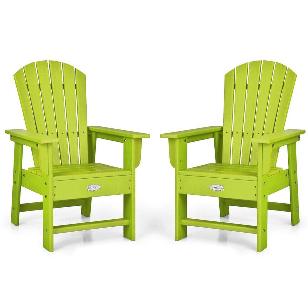 Gymax Set of 2 Kids Plastic and Wood Patio Adirondack Chair