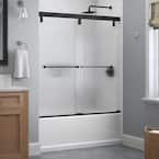 Everly 60 in. x 59-1/4 in. Mod Semi-Frameless Sliding Bathtub Door in Matte Black and 1/4 in. (6mm) Rain Glass