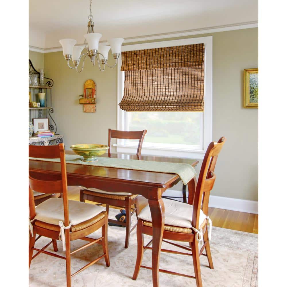 39" x 64" Beaver Brown Bamboo Cordless Roman Shade