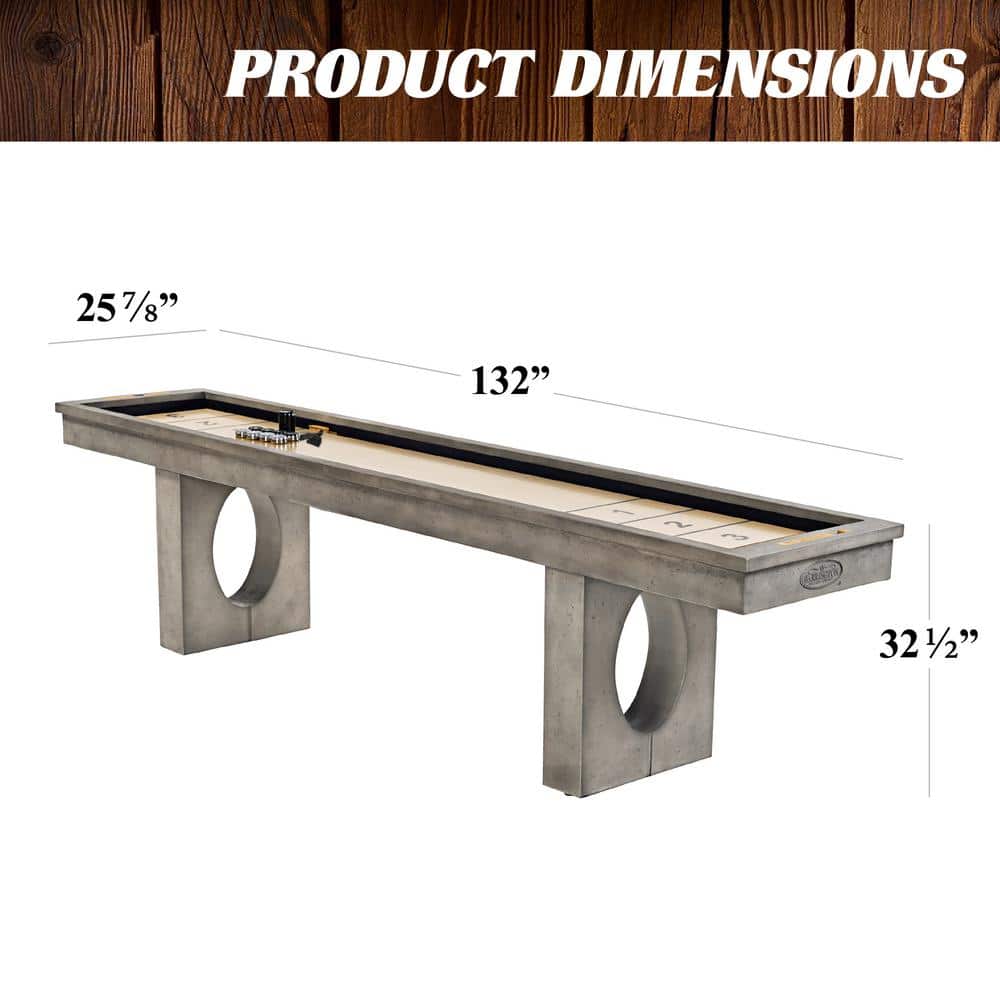 Aurora 11 Ft Gray Outdoor Shuffleboard Table with MDF Playfield