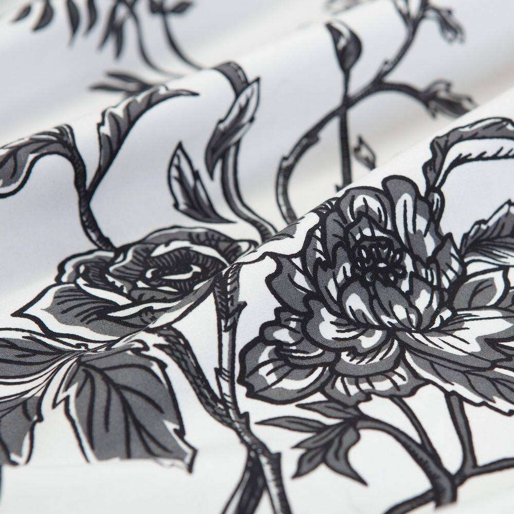 Chanasya Queen Black and White French Toile Microfiber Duvet Cover Set