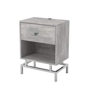 Milo 24 in. H Light Gray Side Table with USB Plug