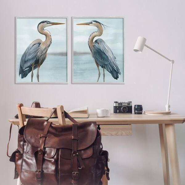 Stupell Industries Heron Feathers Over Water By Mona Grace 2 Piece Gray Framed Animal Giclee Art Print 12 In X 12 In C2 110 Gff 2pc 12x12