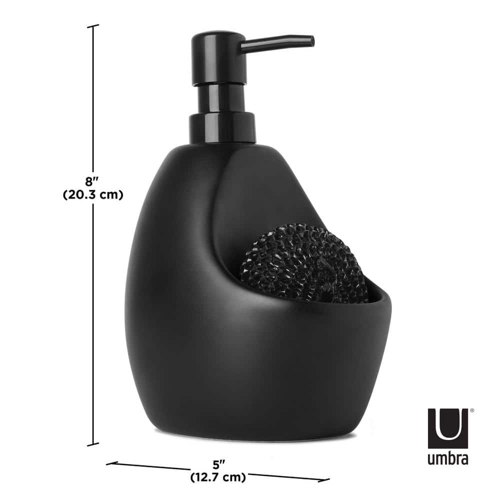 Black Stainless Steel Soap Dispenser with Scrubby Caddy