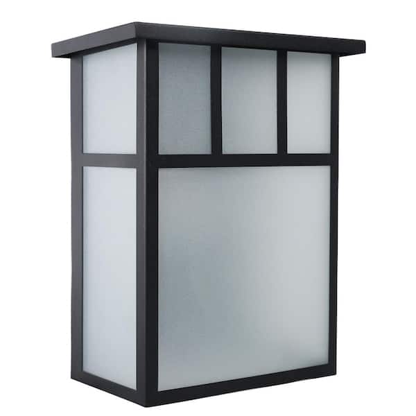 Unbranded Ivan Black Outdoor Hardwired Lantern Sconce with Integrated LED