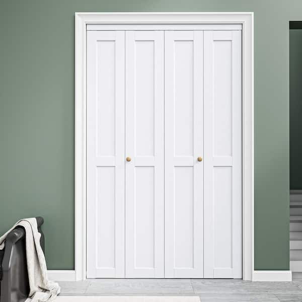 48 in. x 80 in. DIY Design 2-Panel Solid Core White Primed Composite MDF Interior Closet Bi-Fold Door with Hardware