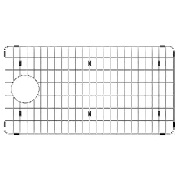 28.8 in. L x 14.8 in. W Sink Bottom Grid Protector Grate in Stainless Steel with Centered Drain