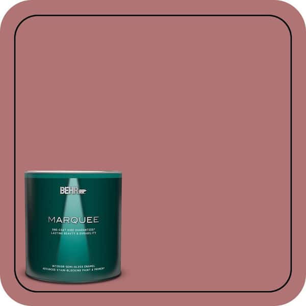 BEHR MARQUEE 1 qt. #S140-5 Red Gerbera One-Coat Hide Semi-Gloss Enamel Interior Paint & Primer