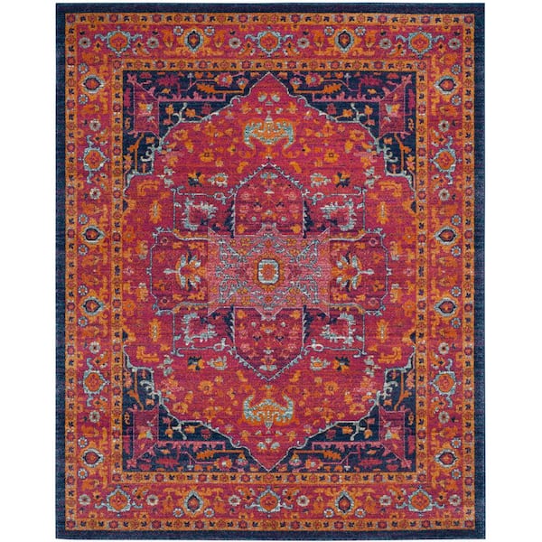 SAFAVIEH Evoke Fuchsia/Orange 11 ft. x 15 ft. Border Medallion Area Rug