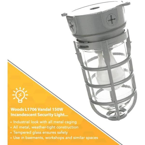 Industrial 1-Light Gray Outdoor Weather Tight Flushmount Light Fixture