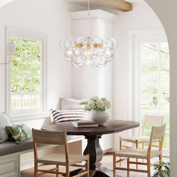 Y'INSP 6-Light White Unique Glass Bubble Chandelier with bulbs PTR