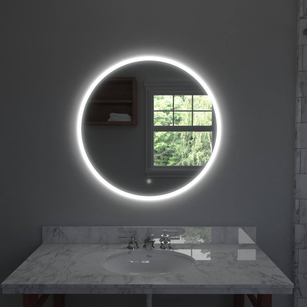 Eva 36 in. W x 36 in. H Large Round Frameless Perimeter LED Wall Bathroom V
