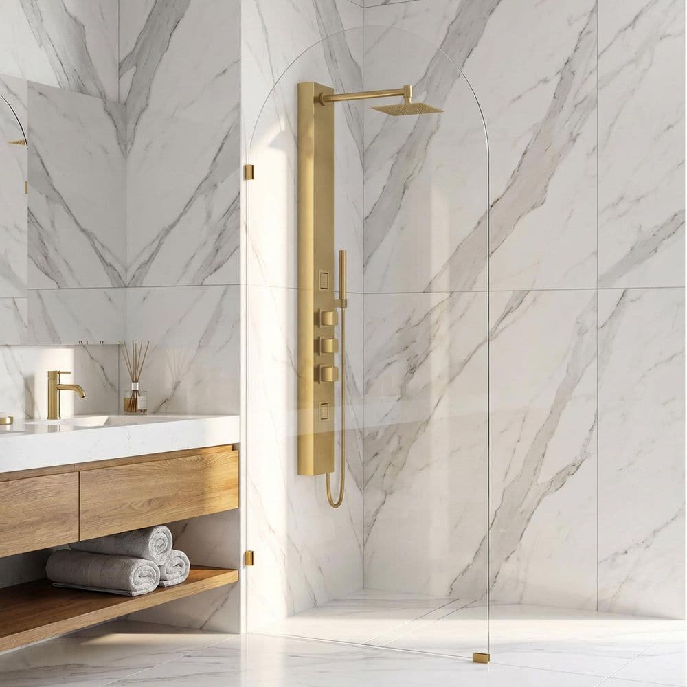 VIGO Arden 34 in. W x 78 in. H Frameless Fixed Shower Screen in