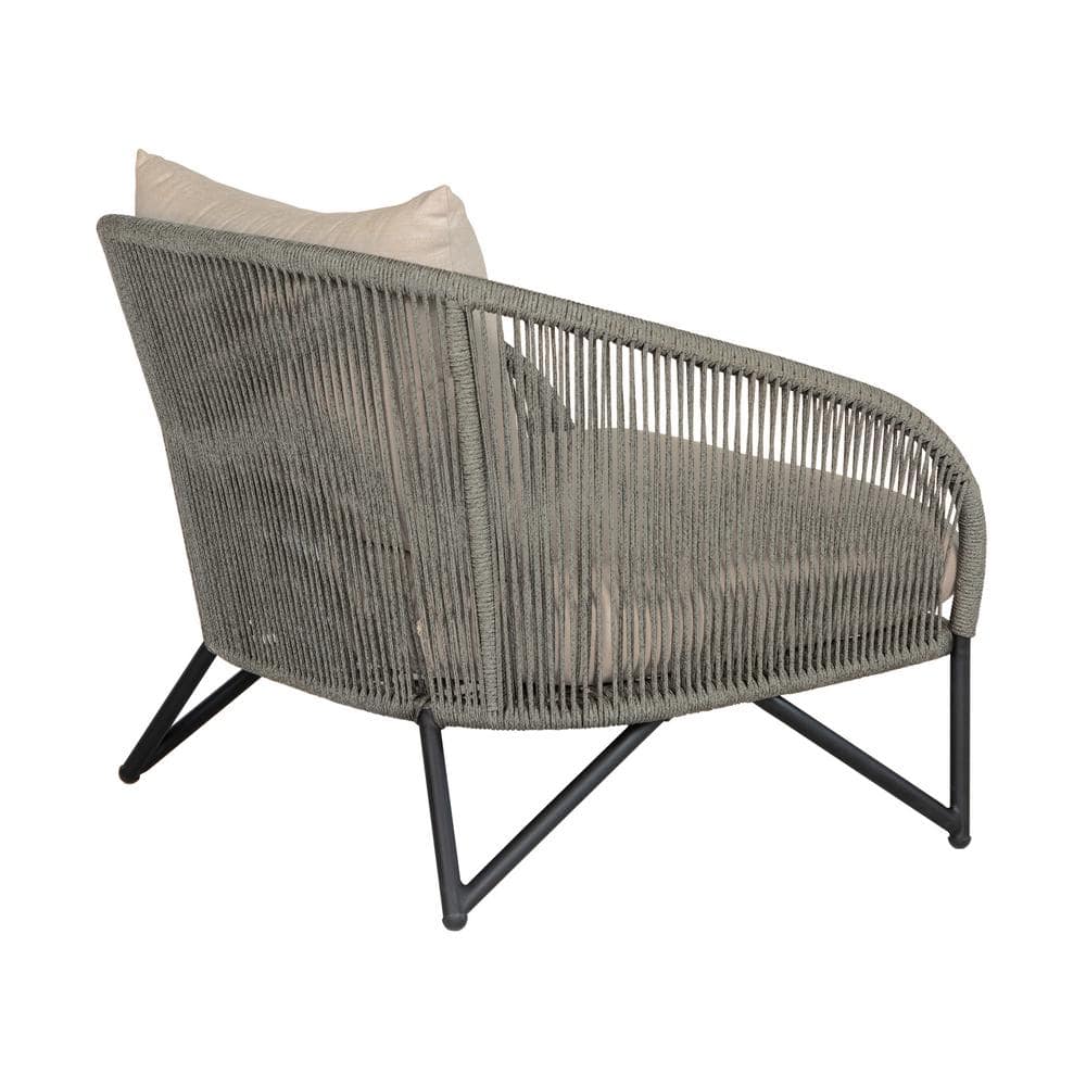Benicia Gray Rope and Taupe Cushions Outdoor Accent Chair