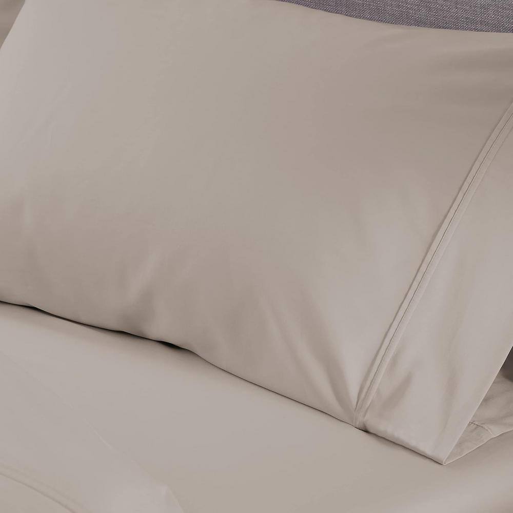 Medium Beige Full Size Polyester Microfiber Bed Sheet Set