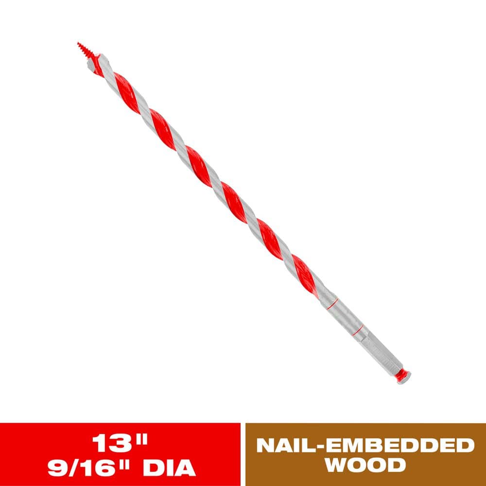 9/16 in. x 13 in. Carbide Auger Drill Bit for Wood and Nail-Embedded Wood price history on PriceWatchPro