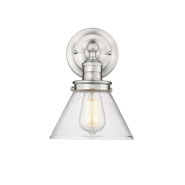 Millennium Lighting Eyden 7.875 in. 1-Light Brushed Nickel Wall Sconce with Clear Seedy Glass Shade