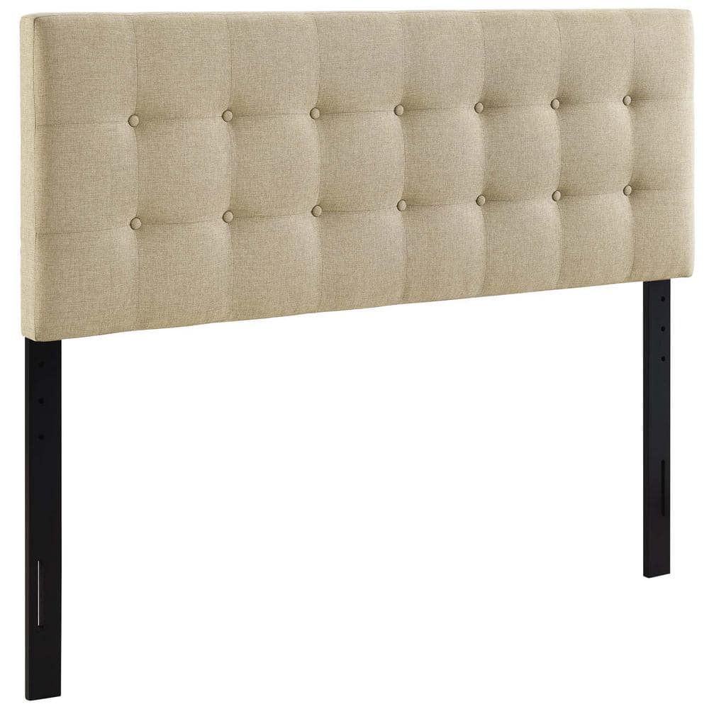 Emily Beige Tufted Linen Full Upholstered Headboard