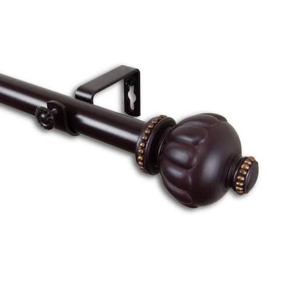 Rod Desyne 48 in. - 84 in. Telescoping 1 in. Single Curtain Rod Kit in Mahogany with Selma Finial