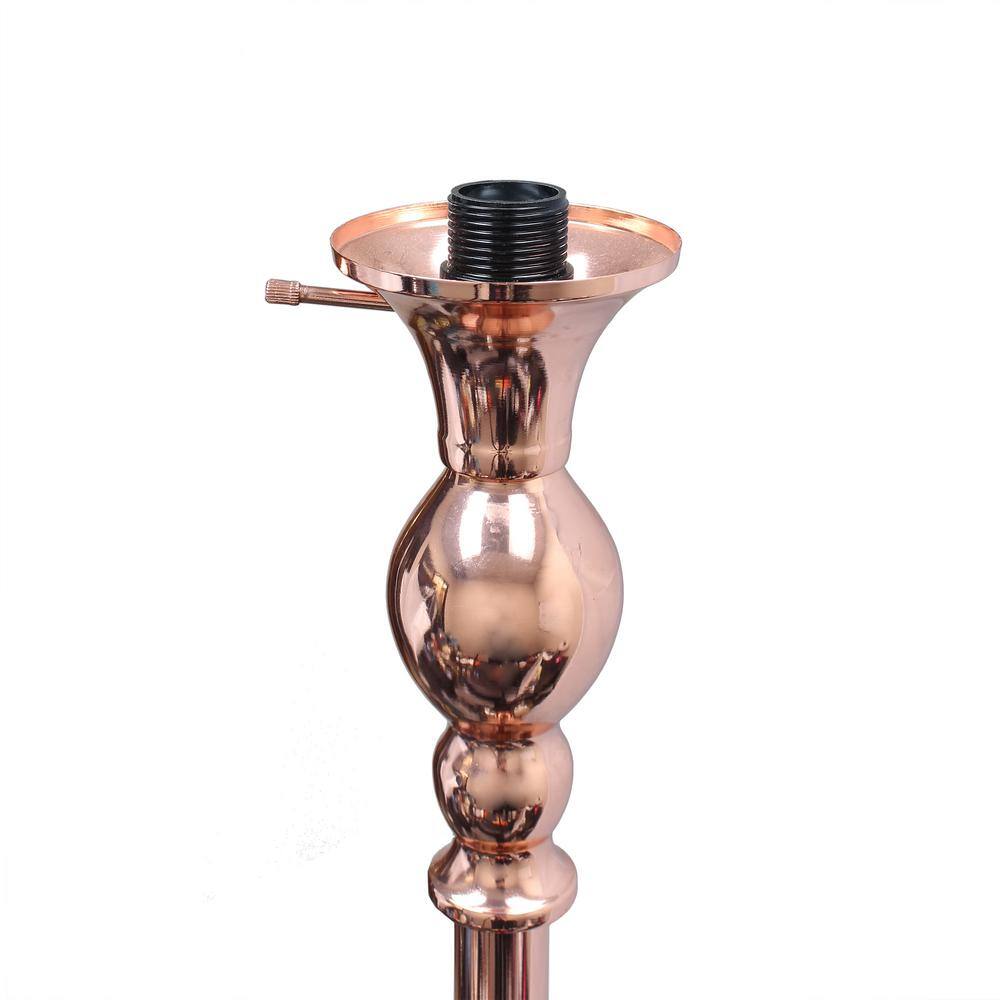 Elegant Rose Gold Torchiere Floor Lamp with Marbleized White Glass