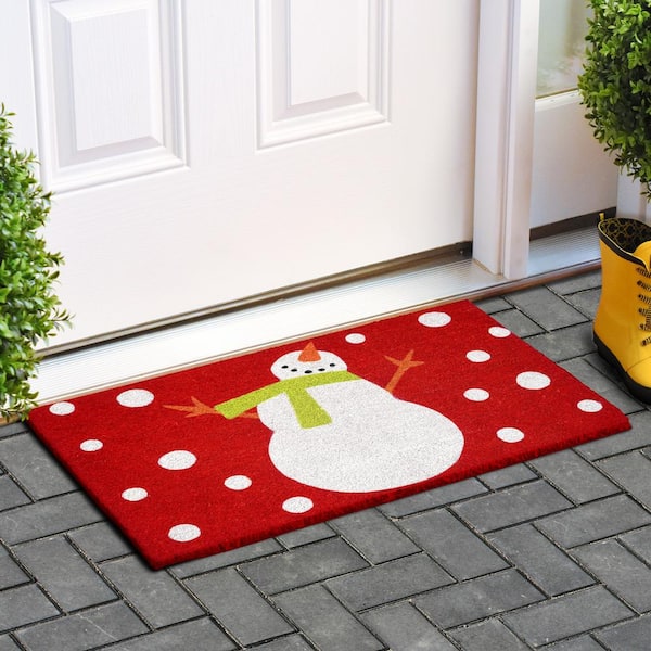 Holiday Snowman 17 in. x 29 in. Coir Door Mat