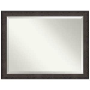 Dappled Black Brown 45.5 in. x 35.5 in. Beveled Modern Rectangle Wood Framed Bathroom Wall Mirror in Black