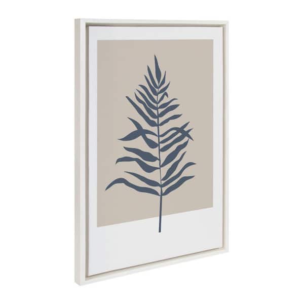 Kate and Laurel Sylvie Muted Tan and Blue Colorblock Botanical Fern by The Creative Bunch Studio Framed Art Print 23 in. x 33 in.