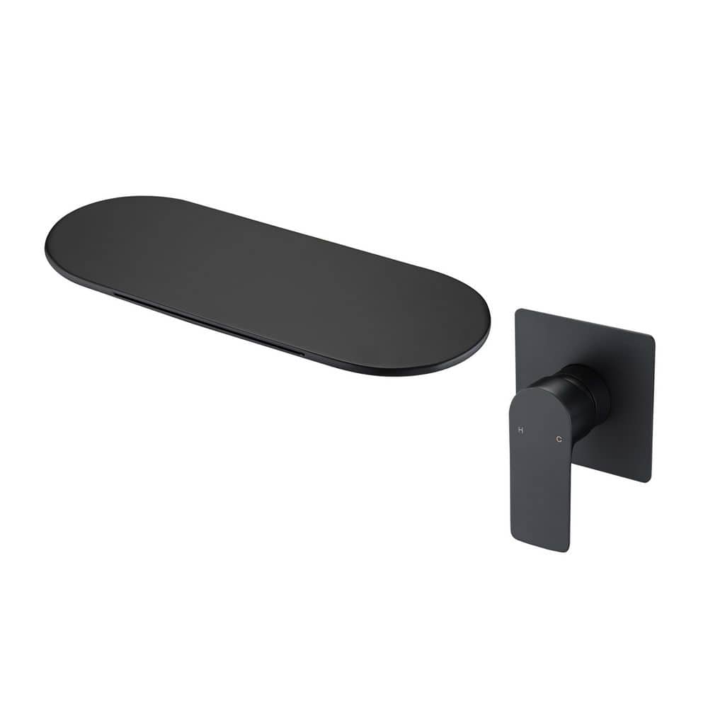 10-in Wall Mount Bathtub Faucet with Rough-in Valve, 1-Handle Bathroom Sink Faucet Waterfall Tub Spout Matte Black price history on PriceWatchPro
