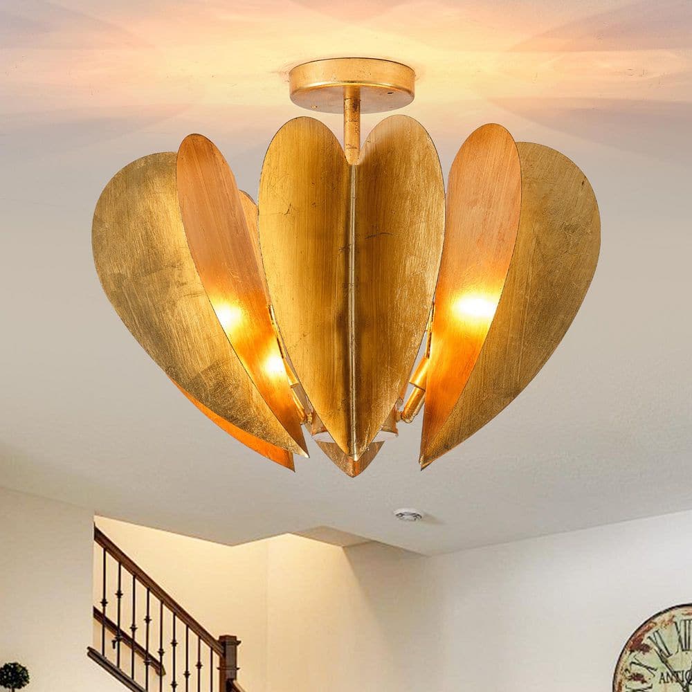 19.3 in. 6-Light Gold Semi-Flush Mount Ceiling Light Fixture price history on PriceWatchPro