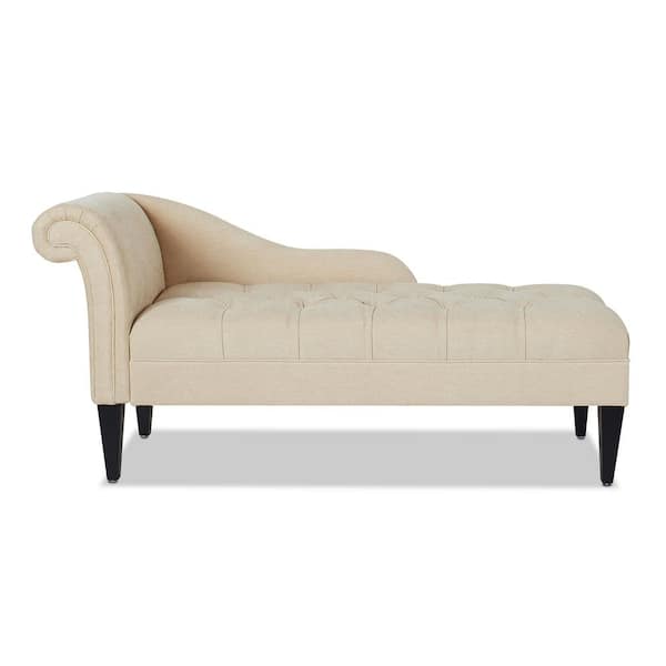 Jennifer Taylor Harrison Contemporary Beige Chenille Right Arm Facing Tufted Roll Arm Indoor Living Room Chaise Lounge Chair