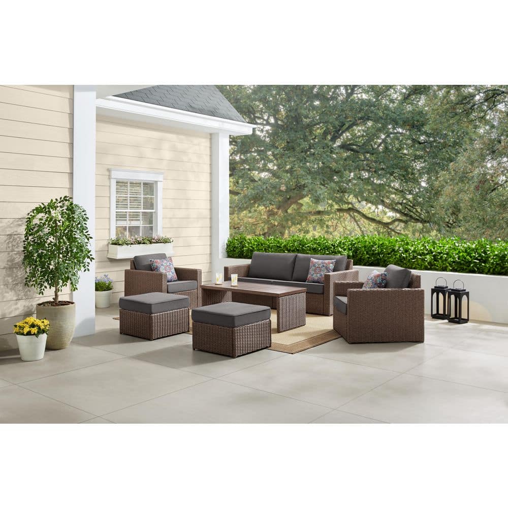 Stoneridge 6-Piece Wicker Patio Conversation Set with CushionGuard Charcoal Cushions price history on PriceWatchPro