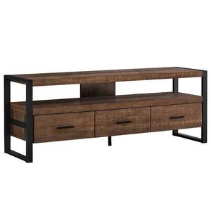 Jasmine 16 in. Brown and Black Particle Board TV Stand with 3 Drawer Fits TVs Up to 55 in.