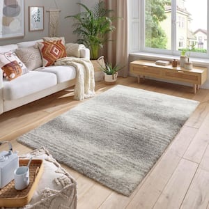 Paris Shag Taupe Grey/Ivory 10 ft. x 13 ft. Abstract Area Rug