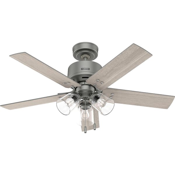 Hunter Sencillo 44 in. Indoor Matte Silver Ceiling Fan with Light Kit Included