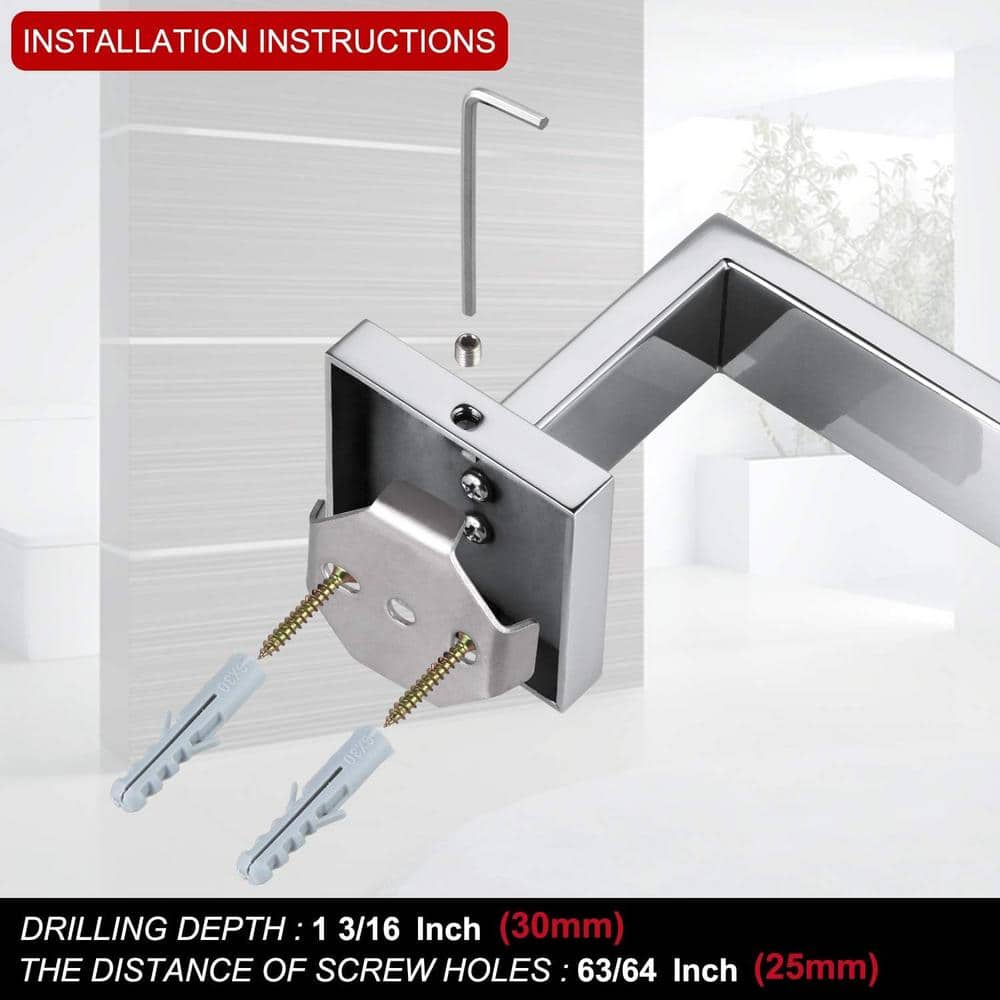 36-Inch Polished Chrome Stainless Steel Wall Mounted Towel Bar