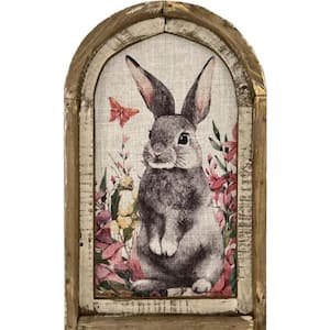 1-Piece Framed Bunny Rabbit Art Poster Home/Easter Decor Wooden Vintage Rustic Poster Art Print 11.8 in. x 7.87 in.
