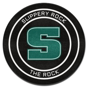 Slippery Rock Black 2 ft. Round Hockey Puck Accent Rug