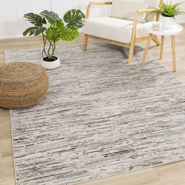 Sylvaris Collections 8 ft. x 11 ft. Beige Stripes Indoor Area Rug