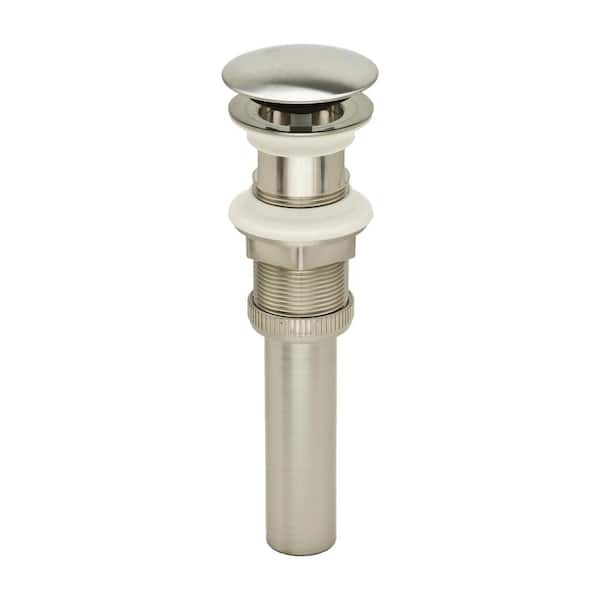 PF WaterWorks DecoDRAIN Push Open/Close Pop-Up Drain, ABS Body w/o Overflow, 2.5" Cap, 1.6-2.2" Sink Hole, Brushed Nickel