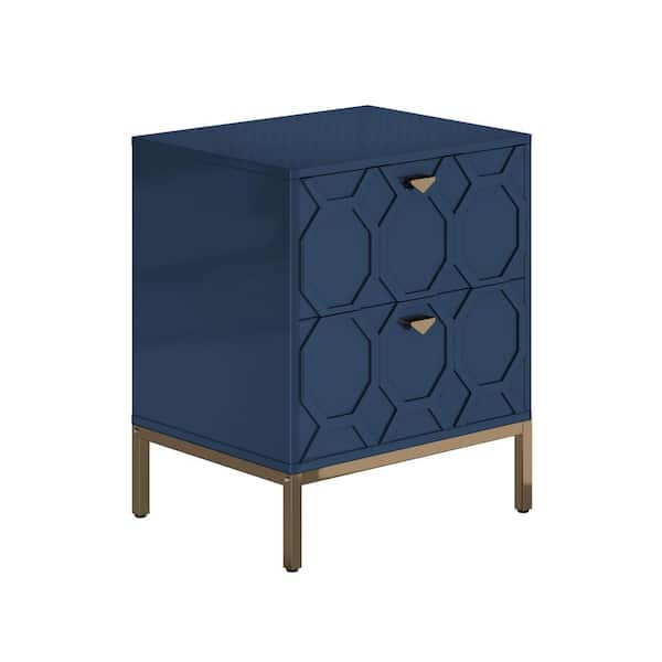 Boyel Living 24.4 in. H Blue Freestanding Storage Cabinet with 2 Drawers