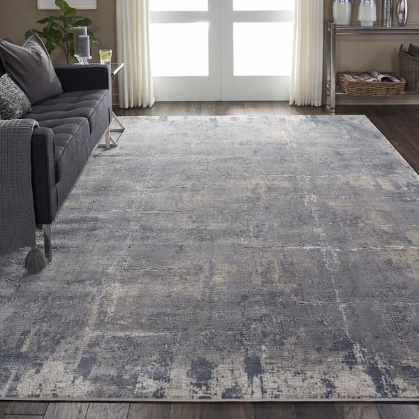 Rustic Textures Grey/Beige 9 ft. x 13 ft. Abstract Contemporary Area Rug