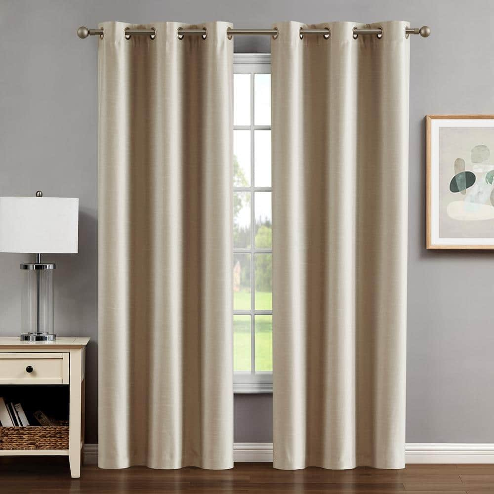 CREATIVE HOME IDEAS Brea Linen Tiebacks Blackout Grommet Curtain - 38 ...