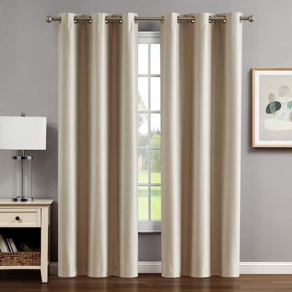 CREATIVE HOME IDEAS Brea Linen Tiebacks Blackout Grommet Curtain - 38 in. W x 96 in. L (2-Panels and 2-Tiebacks)