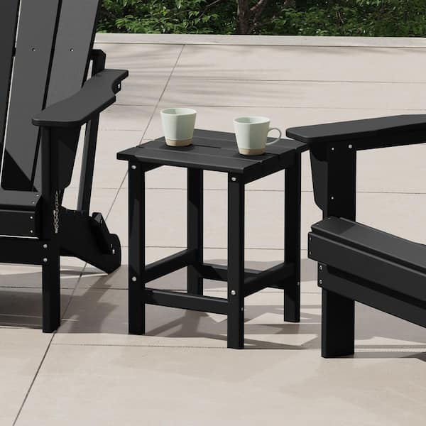 Mason 18 in. Black Poly Plastic Fade Resistant Outdoor Patio Square Adirondack Side Table