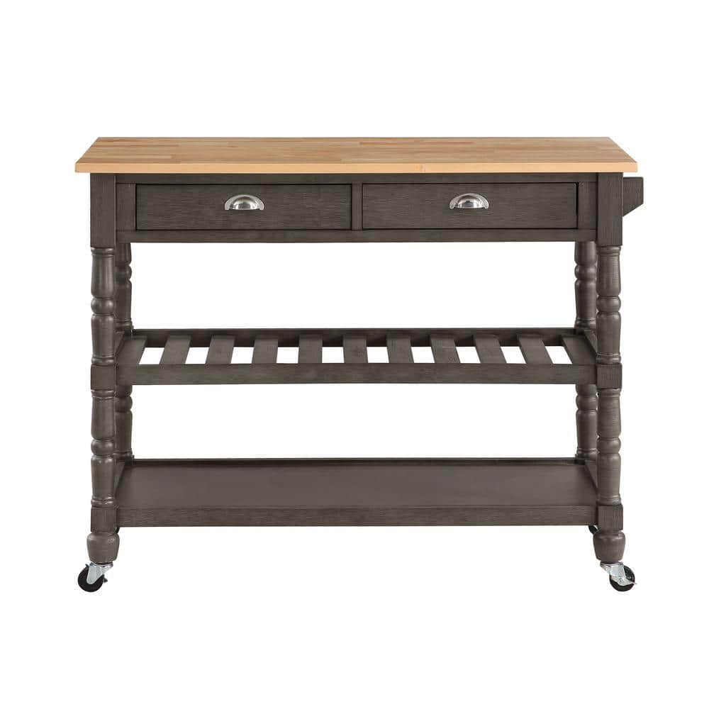 Classic Butcher Block Kitchen Cart with Wine Storage and Drawers