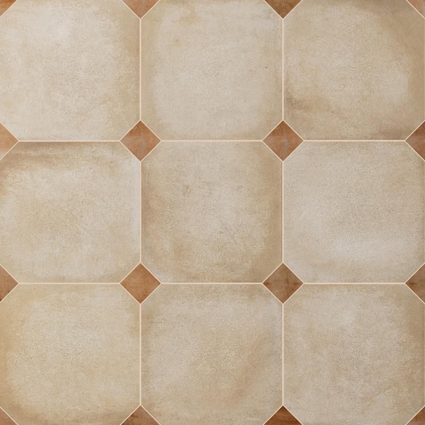 Merola Tile Laverton Octagon Beige with Taco Natural 8 in. x 8 in. Porcelain Floor and Wall Take Home Tile Sample